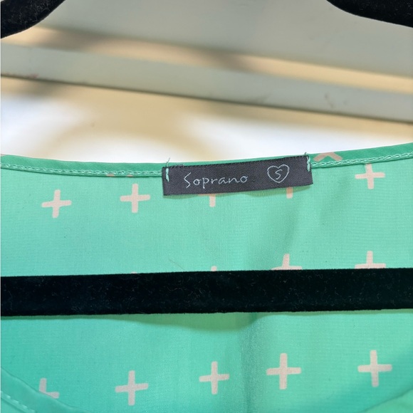 Soprano Mint Green Star Pattern Mini Dress - Picture 3 of 6
